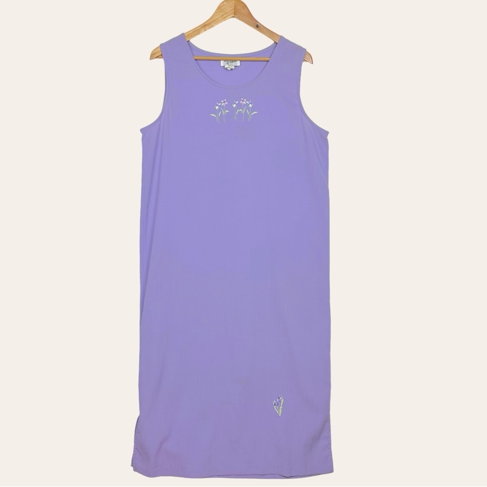 Teddi Floral Embroidered Crinkle Gauze Jumper Sleeveless Long Maxi Tank Dress LP